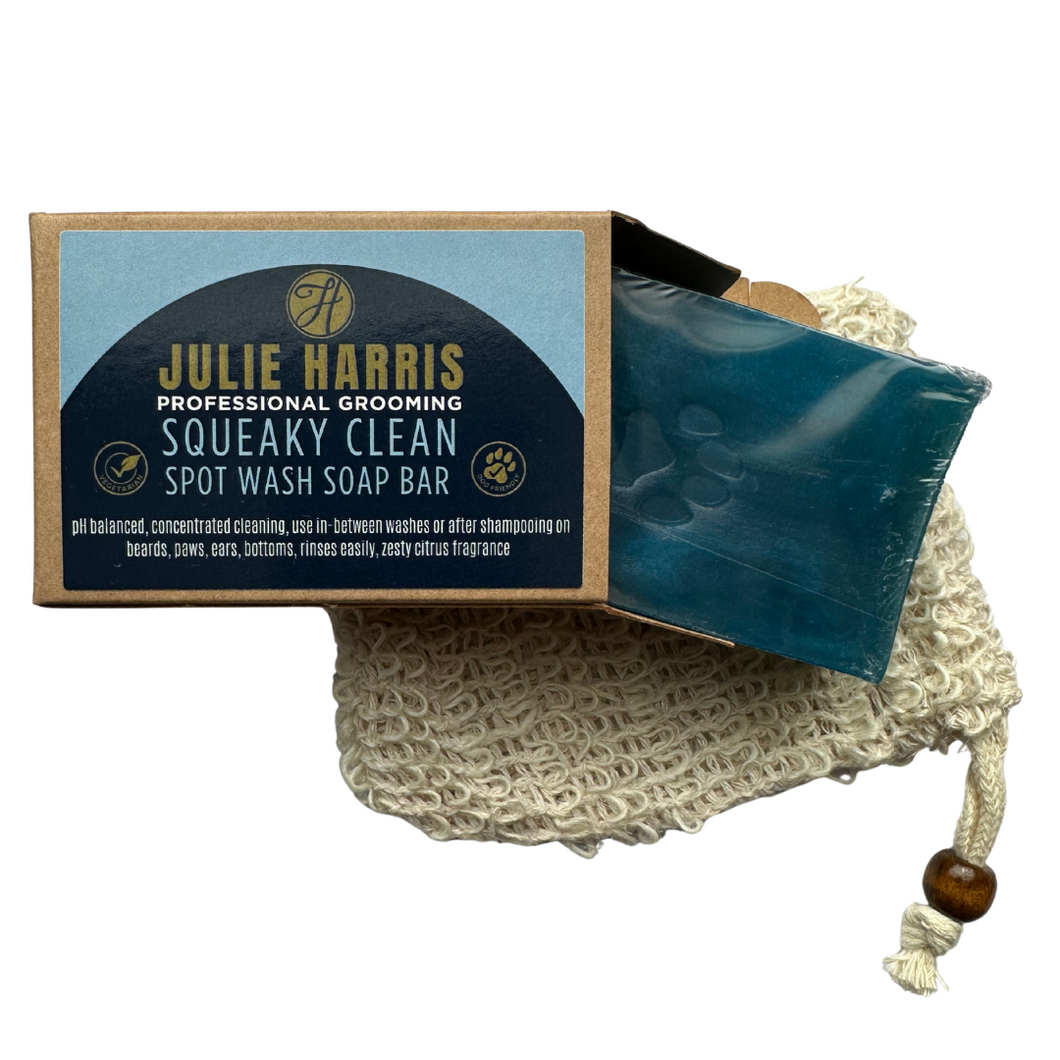Julie Harris Professional Grooming Squeaky Spot Wash Soap + Sisal Bag